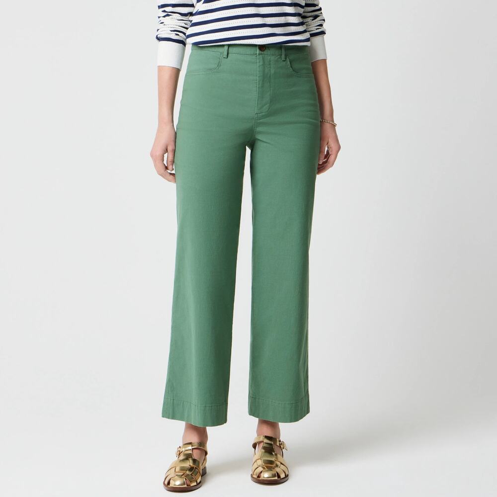 J.Crew Factory Ella Wide Leg Cropped Pant Pale Spinach Green Size 31 NWT - Picture 1 of 9